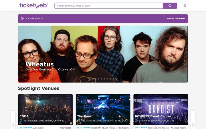 Screenshot of ticketweb.ca
