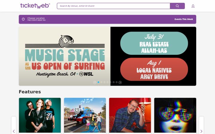 Screenshot von ticketweb.com
