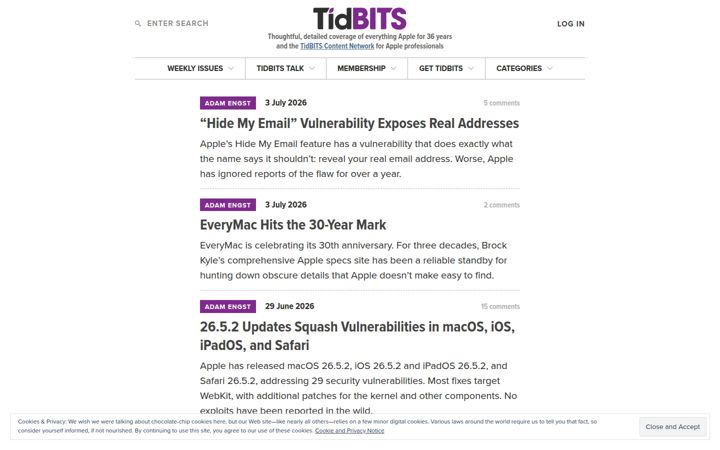 Screenshot ta' tidbits.com