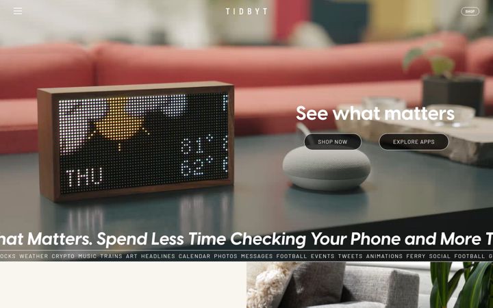 Screenshot of tidbyt.com