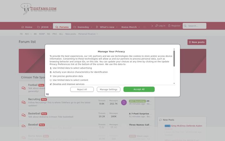 Screenshot of tidefans.com