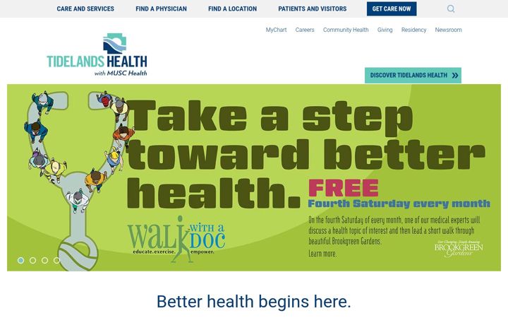 Screenshot of tidelandshealth.org