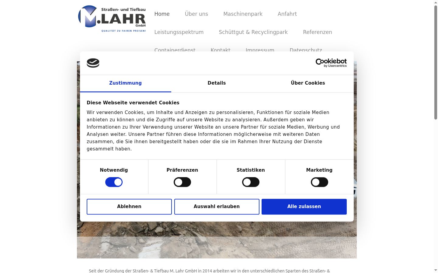 Screenshot of the consent banner shown before any interaction