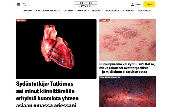 Screenshot of tieku.fi