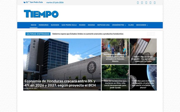 Screenshot of tiempo.hn