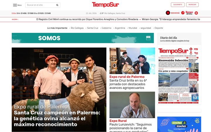 Screenshot of tiemposur.com.ar