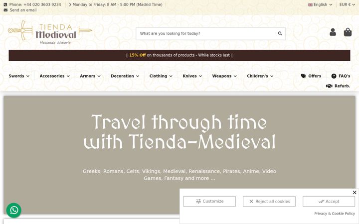 Skjermbilde av tienda-medieval.com