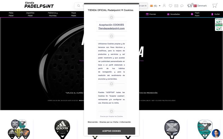 Screenshot of tiendapadelpoint.com