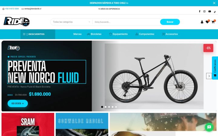 Screenshot of tiendaride.cl