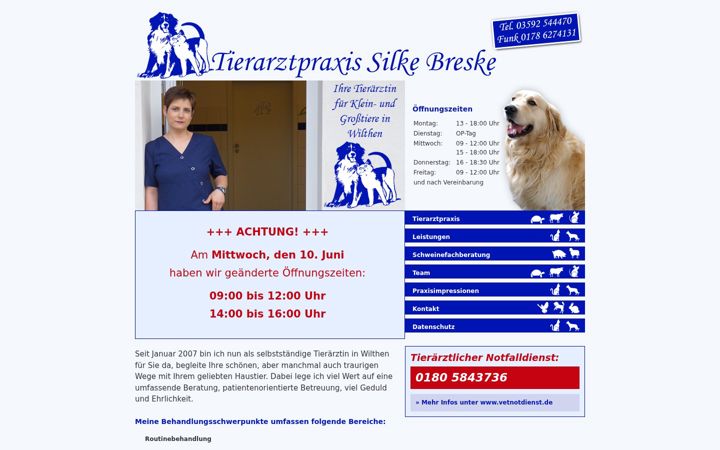 Screenshot of tierarzt-wilthen.de