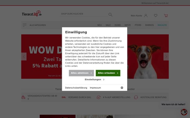 Zrzut ekranu tierarzt24.de