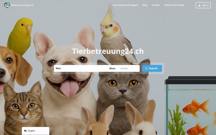 Screenshot stránky tierbetreuung24.ch