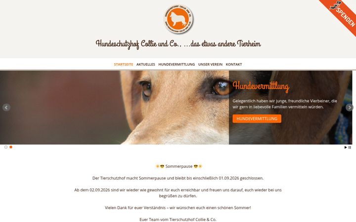 Ekrānuzņēmums no tierschutzhof-collie-und-co.de