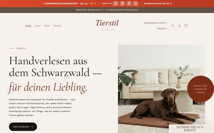 Képernyőkép: tierstil.de