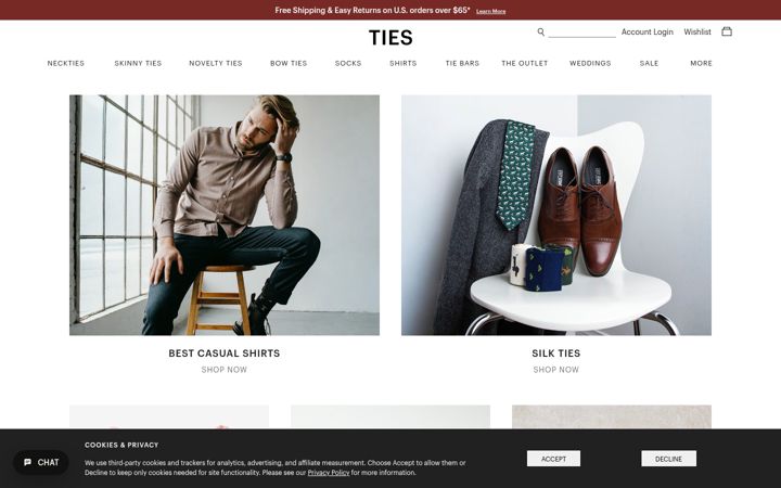 Screenshot of ties.com