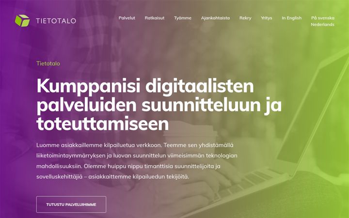 Screenshot van tietotalo.fi