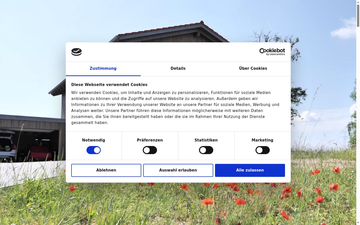 Screenshot del banner di consenso mostrato prima di qualsiasi interazione