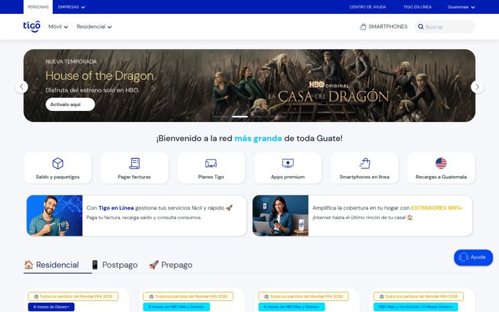 Screenshot of tigo.com.gt
