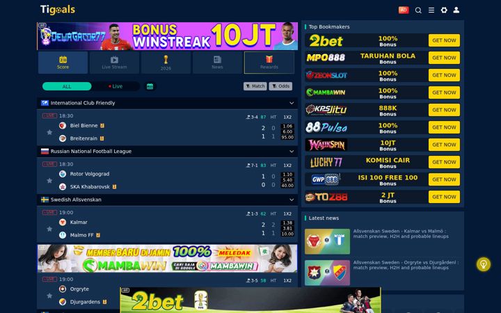 Screenshot of tigoals233.com