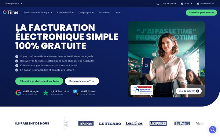 Screenshot von tiime.fr
