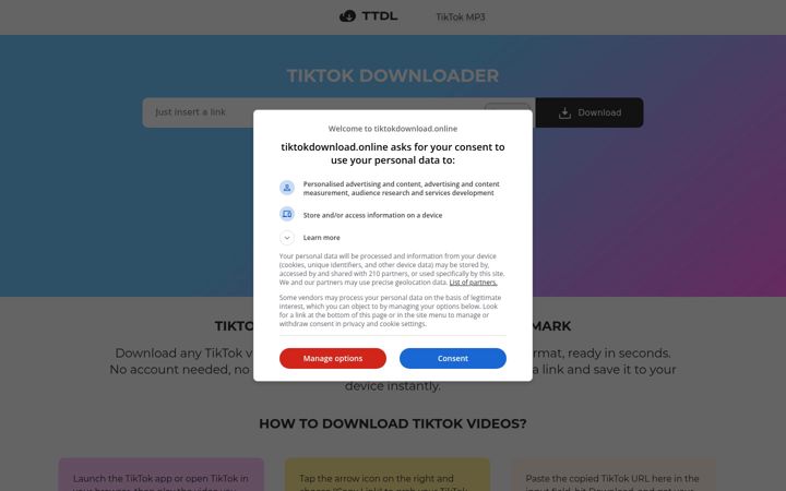 Screenshot του tiktokdownload.online