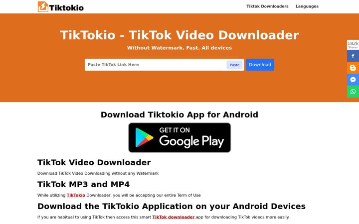 Zrzut ekranu tiktokio.net