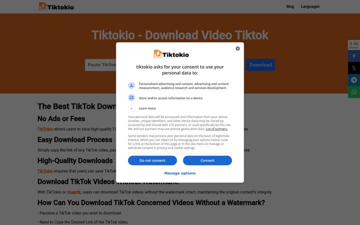 Screenshot of tiktokio.tools