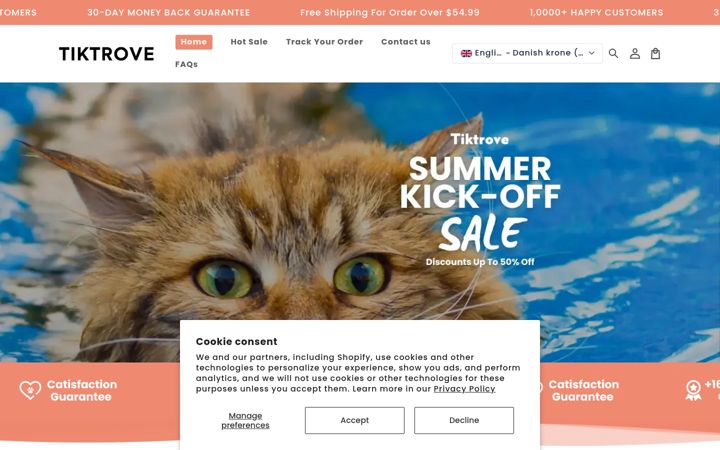 Screenshot of tiktrove.com
