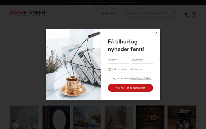 Captură de ecran a tilbudogfordele.dk