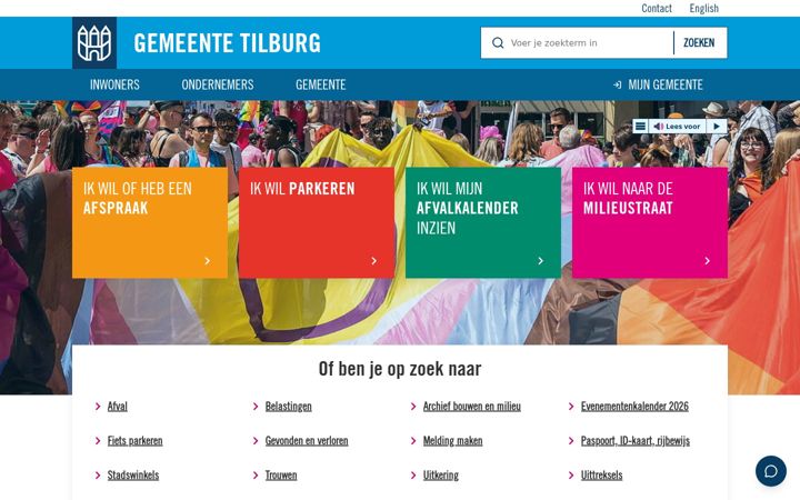 Screenshot of tilburg.nl