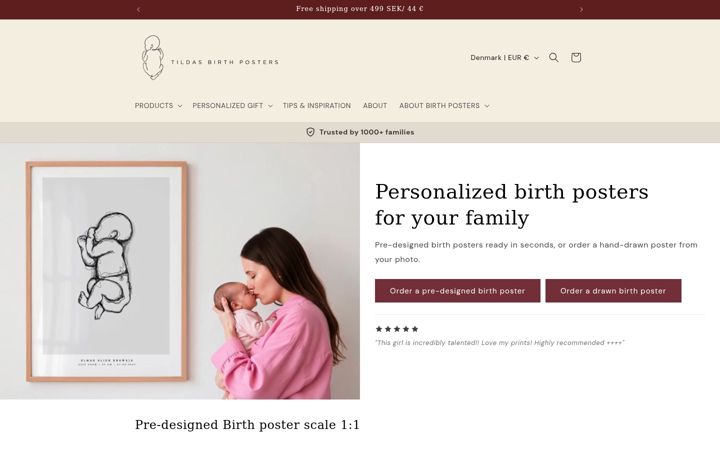 Screenshot of tildasbirthposters.com