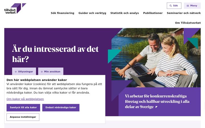 Ekrano kopija tillvaxtverket.se