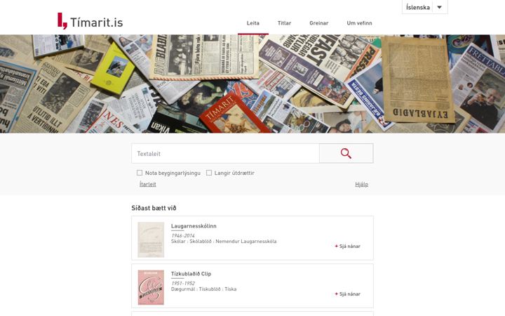 Screenshot of timarit.is