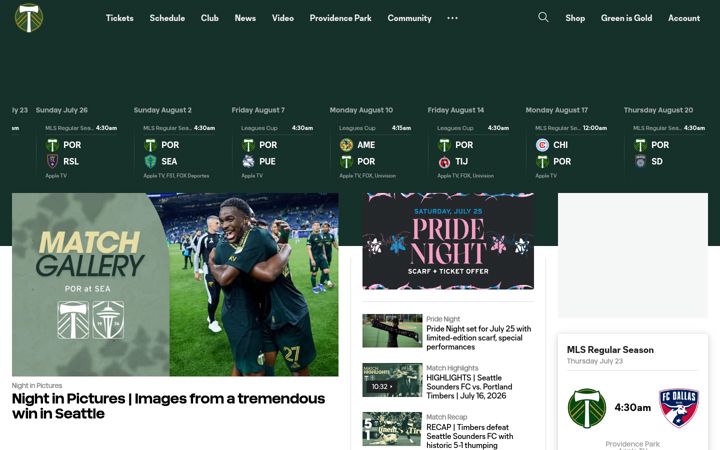 Screenshot of timbers.com