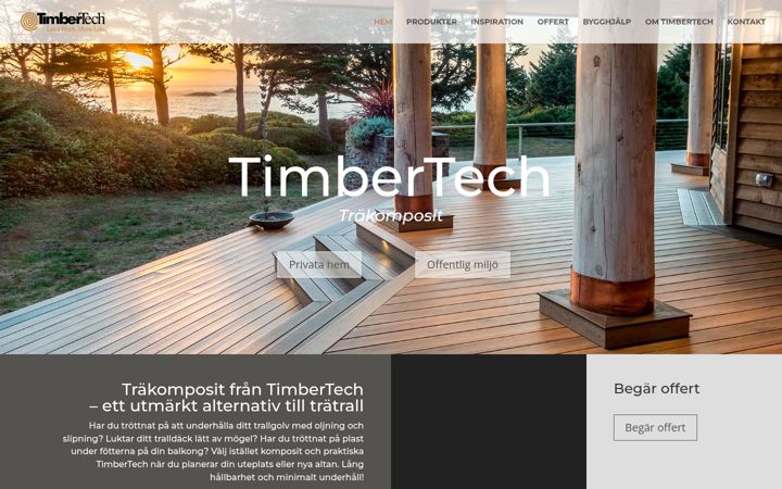 Skjámynd af timbertech.se