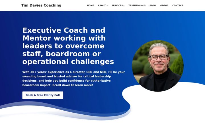 Screenshot of timdaviescoaching.co.uk