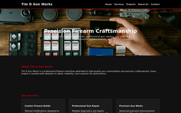 Screenshot of timdgunworks.com