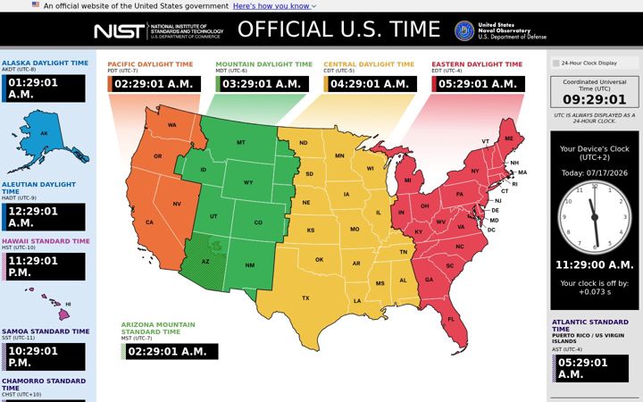 Screenshot ta' time.gov