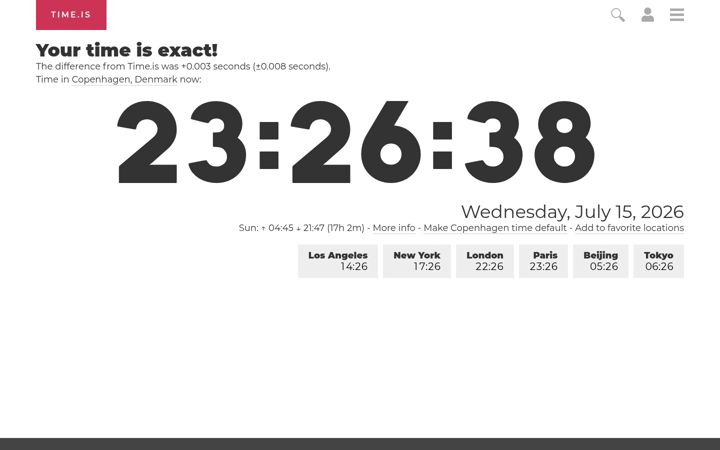 Screenshot ta' time.is