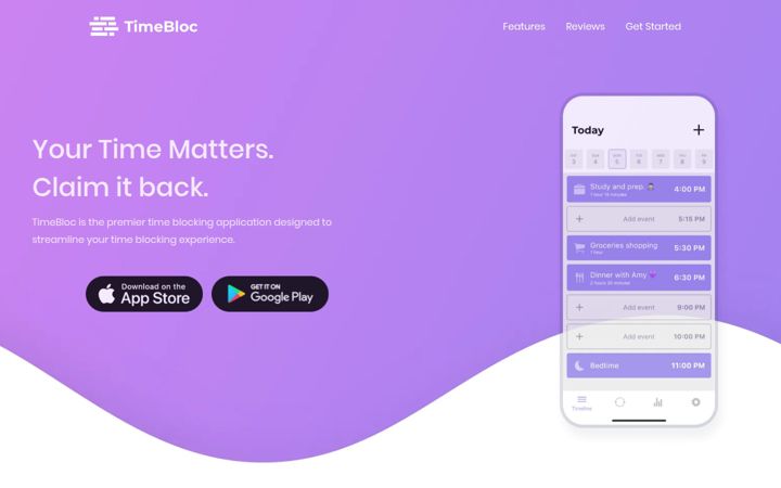 Screenshot of timebloc.app