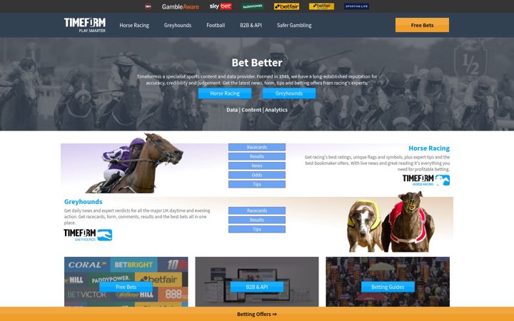 Screenshot van timeform.com