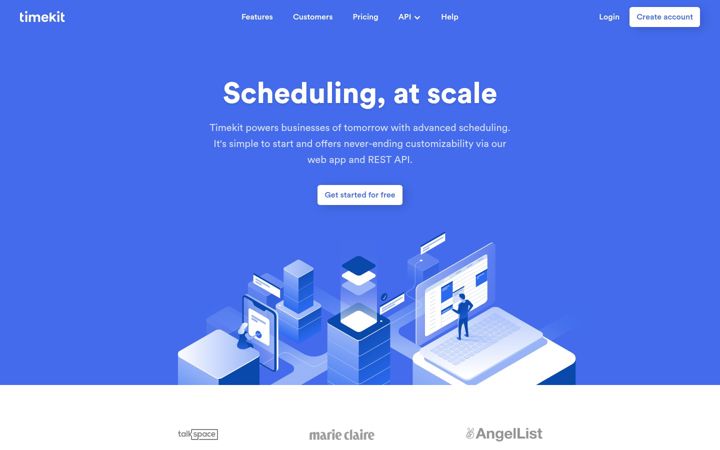 Screenshot of timekit.io