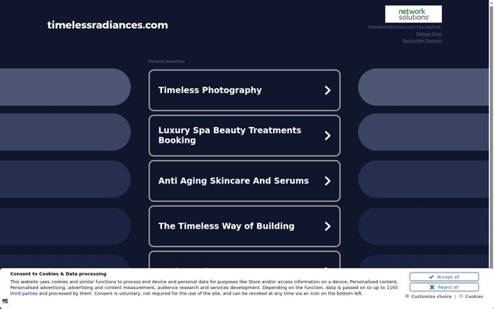 Screenshot van timelessradiances.com