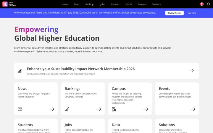 Screenshot ta' timeshighereducation.com