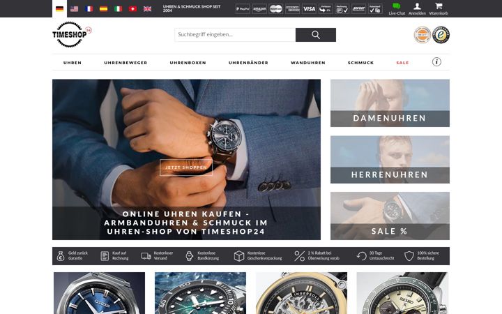 Screenshot of timeshop24.de