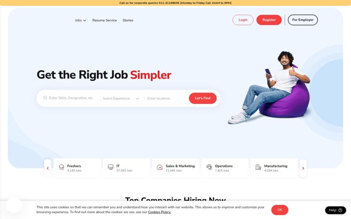 Screenshot of timesjobs.com