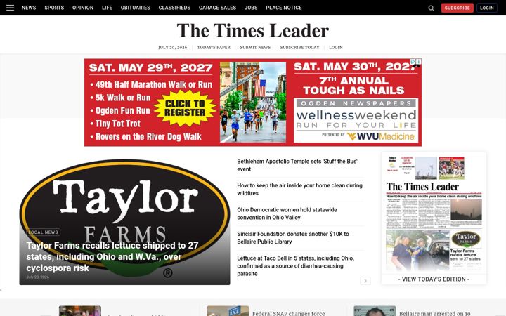 Screenshot of timesleaderonline.com