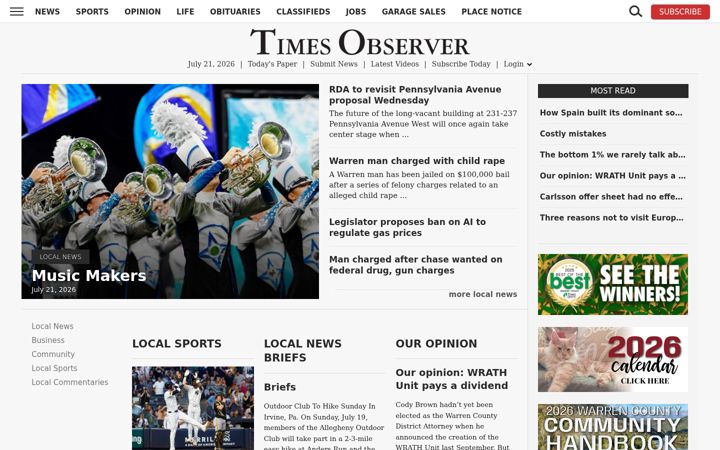 Capture d'écran de timesobserver.com