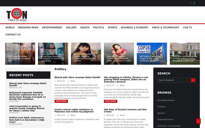 Screenshot stránky timesofnews.com