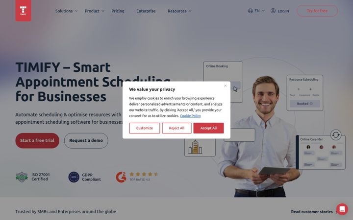 Screenshot of timify.com